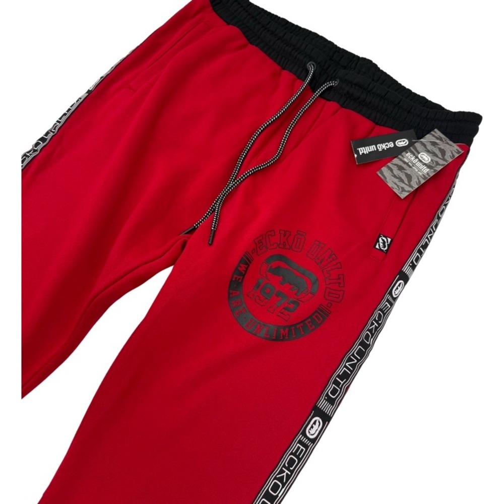 ECKO UNLTD NEW Large Joggers Red Black Tape Logo Graphic Streetwear Sweatpants